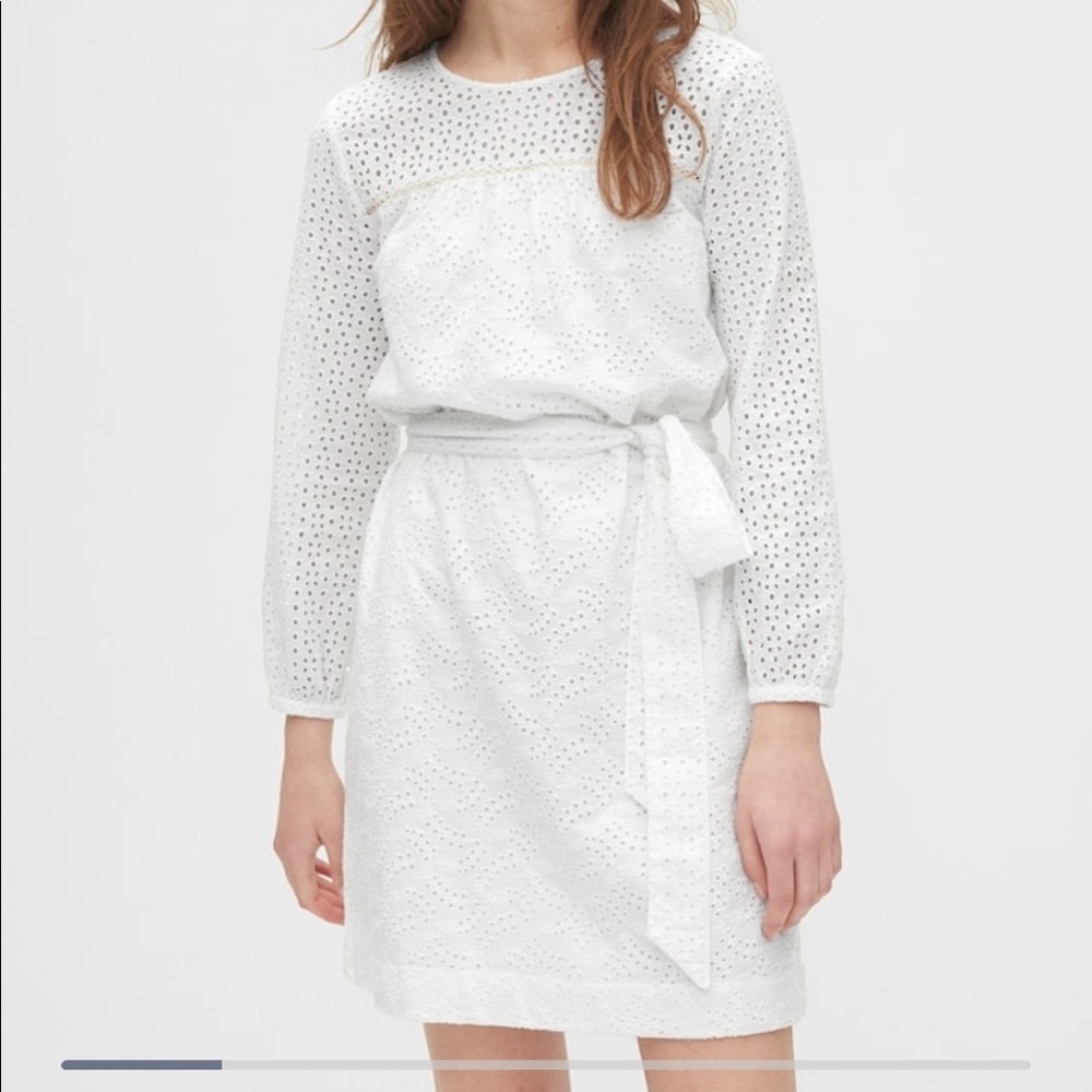 NWT Gap White Eye Tie belt dress, Sz L